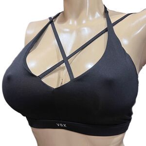 Victorias Secret Strappy padded with removable padding sport bra black Large
